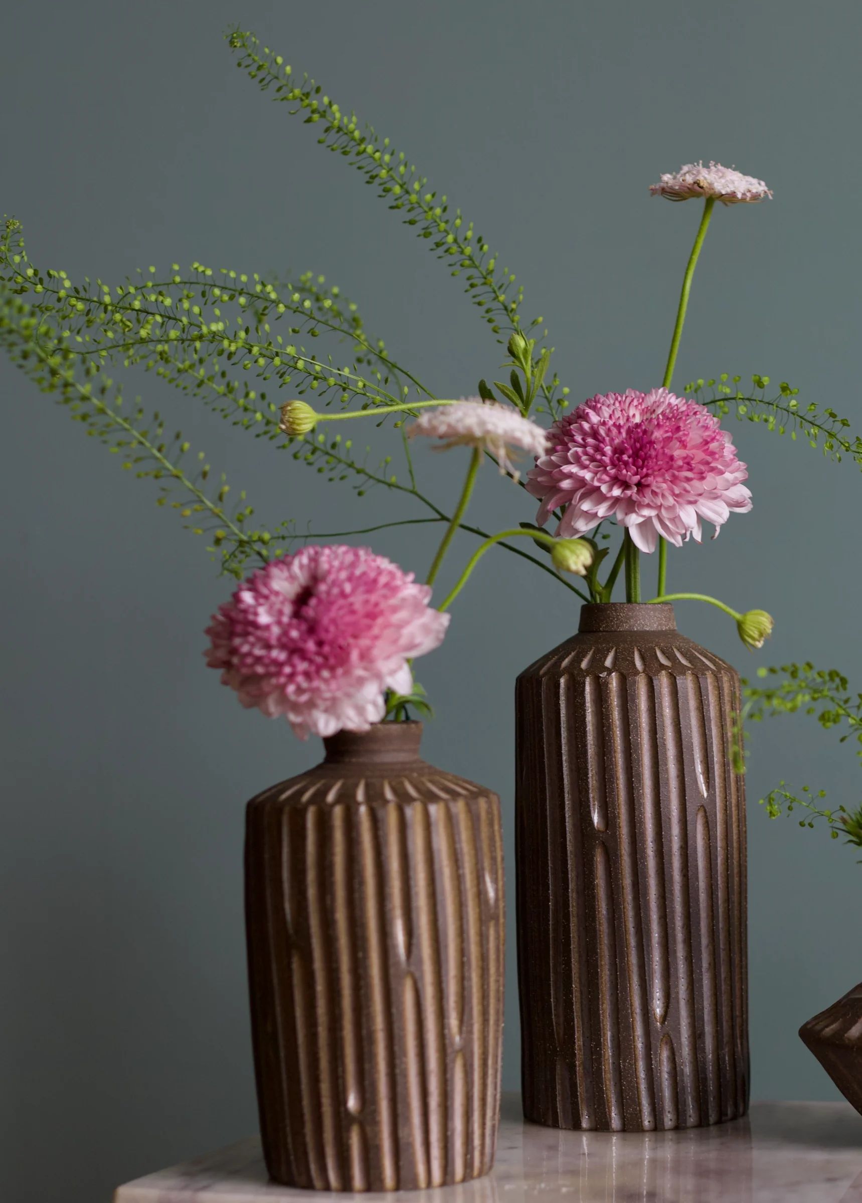 Carved Vertical Vase by Stoneware by Susannah Wilson