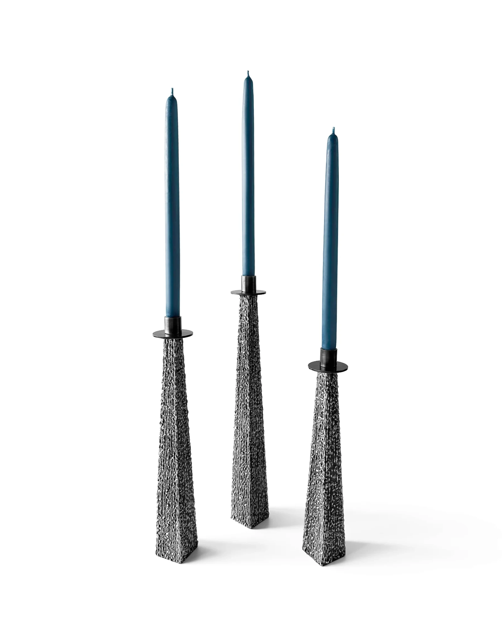 Angle Iron Stainless Textured Taper Candle Holders by Michael Daniel Metal Design