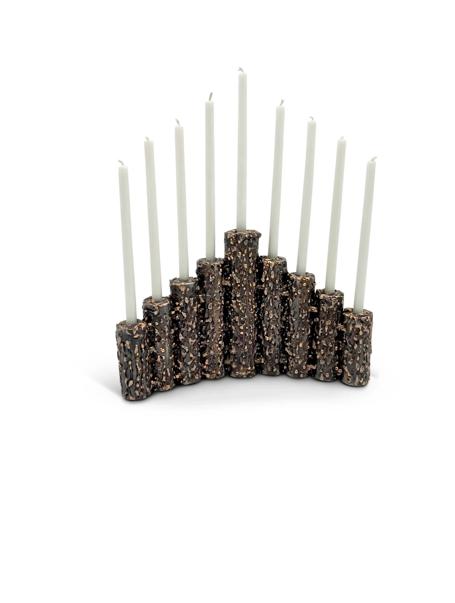 Textured Steel Menorah by Michael Daniel Metal Design