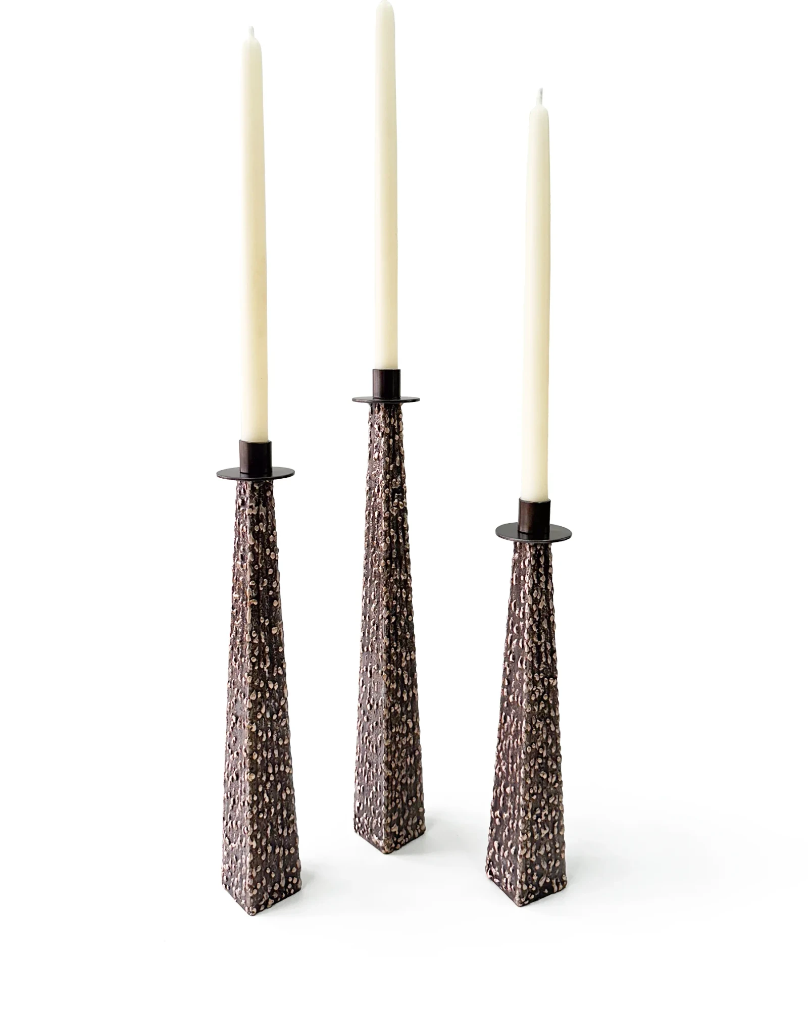 Bronze Textured Taper Candle Holders by Michael Daniel Metal Design