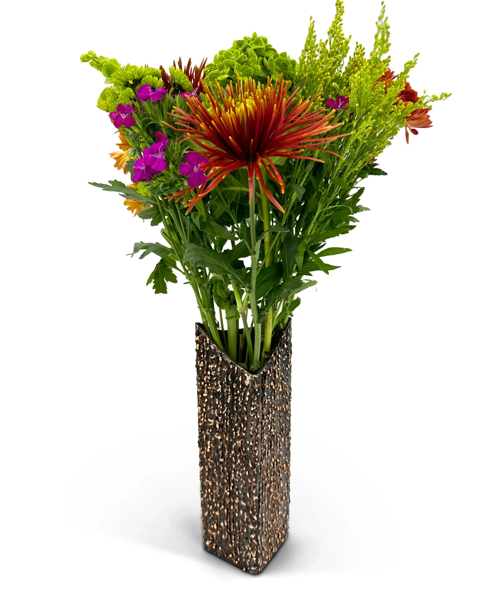 Bronze Textured Steel Flower Vases by Michael Daniel Metal Design