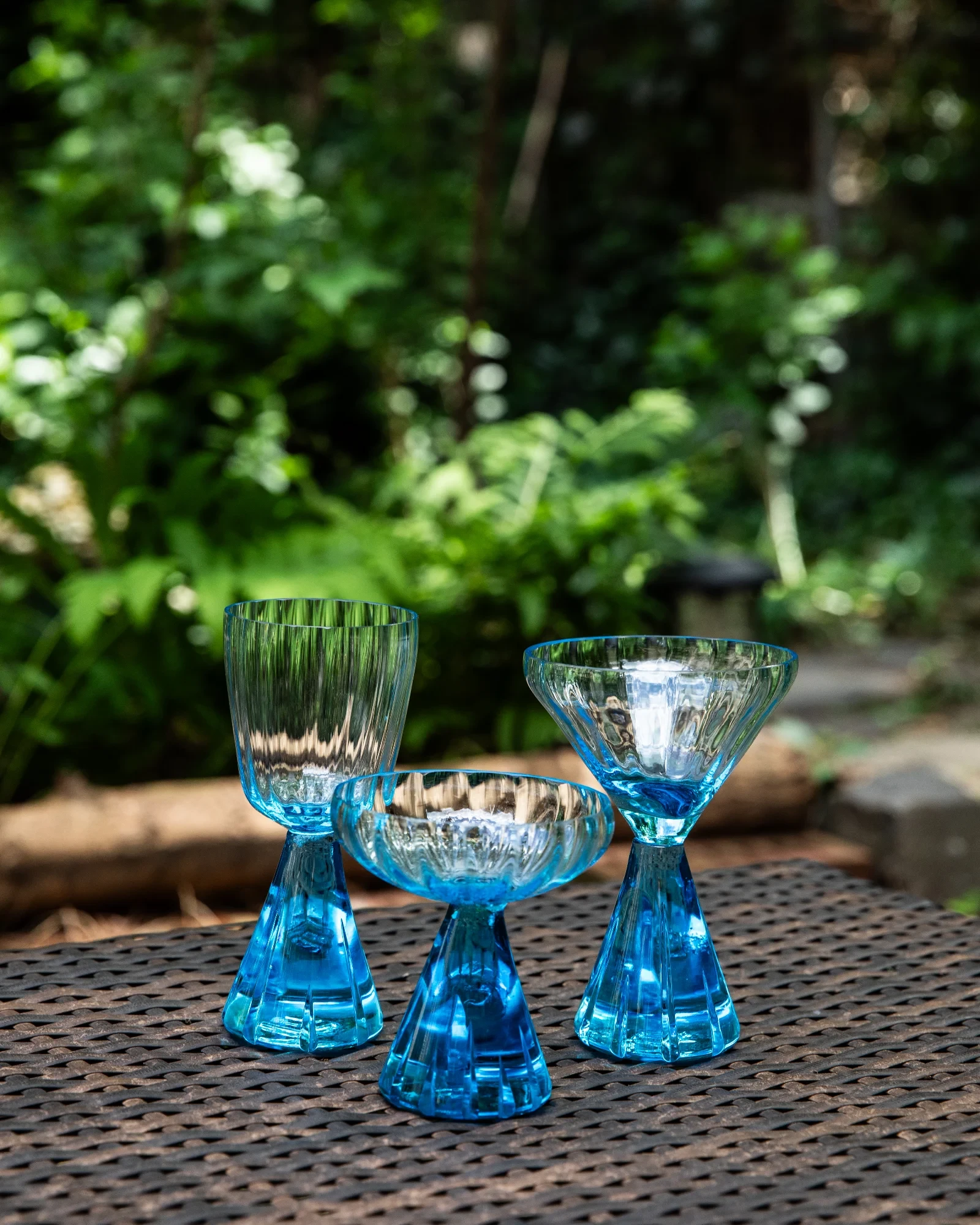 Aqua Blue Cocktail Set by LE Glassworks