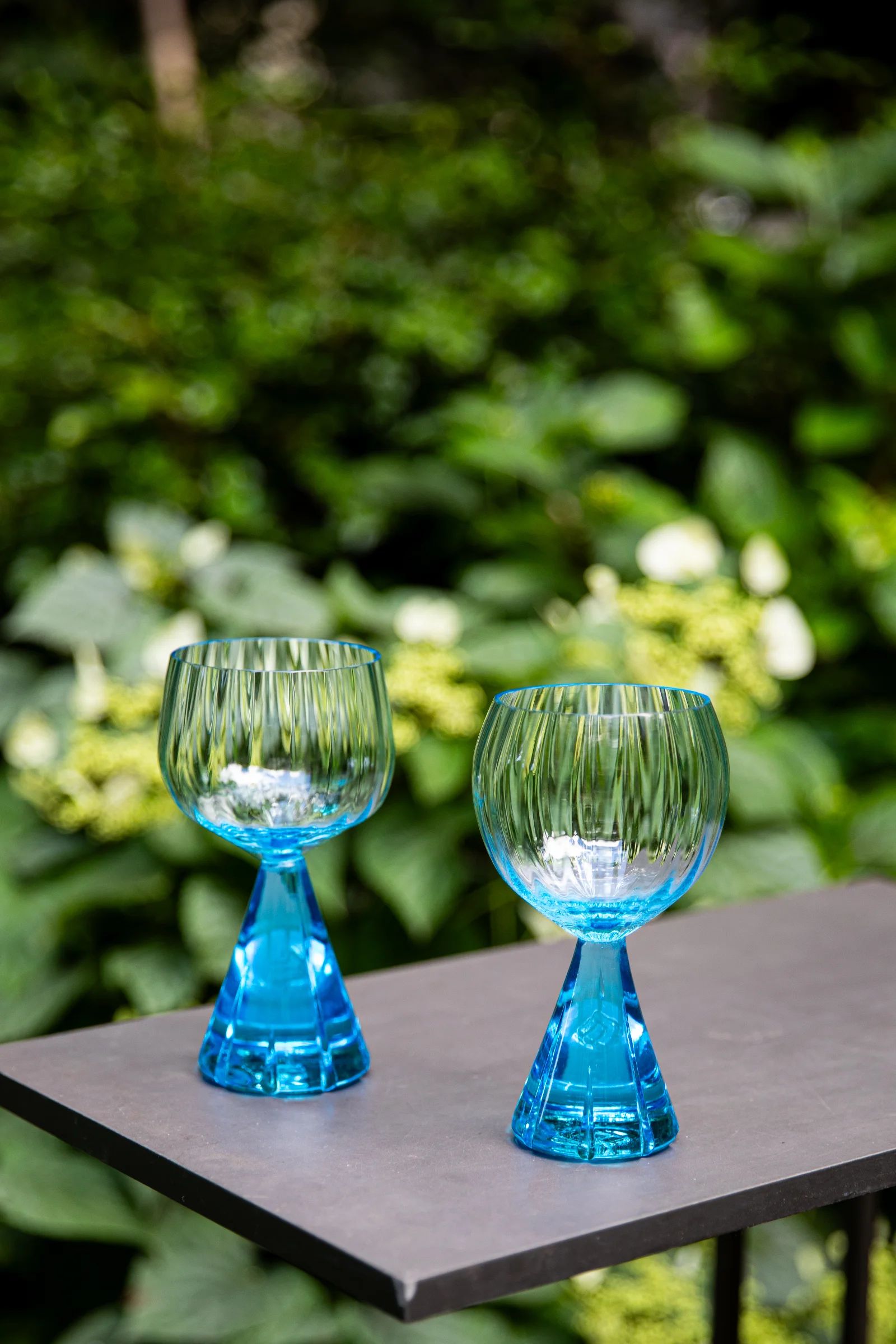 Aqua Blue Wine Glass (Set of Two) by LE Glassworks