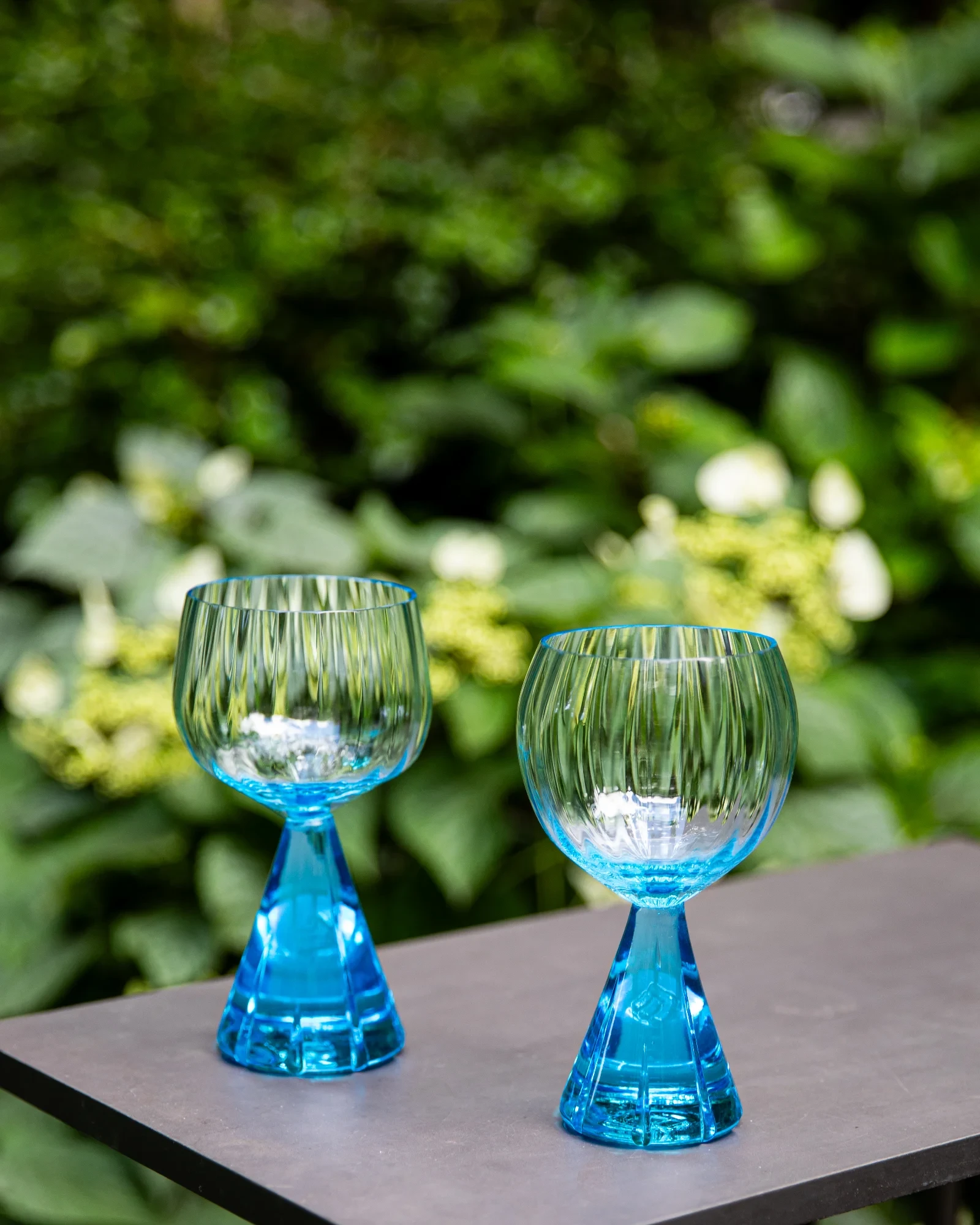 Aqua Blue Wine Glass (Set of Two) by LE Glassworks
