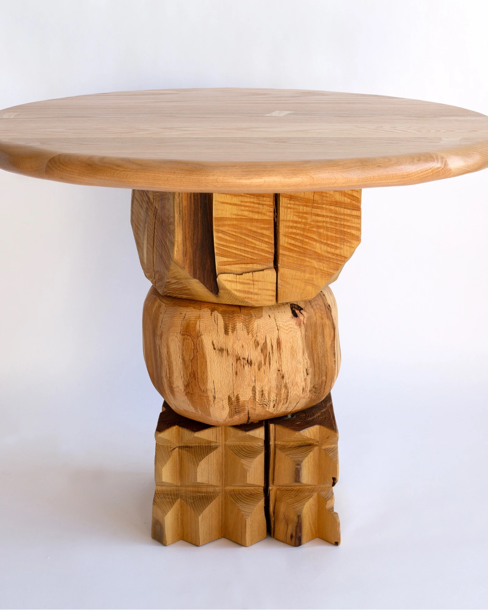 Stacked Oak Round Dining Table by Cody Brgant