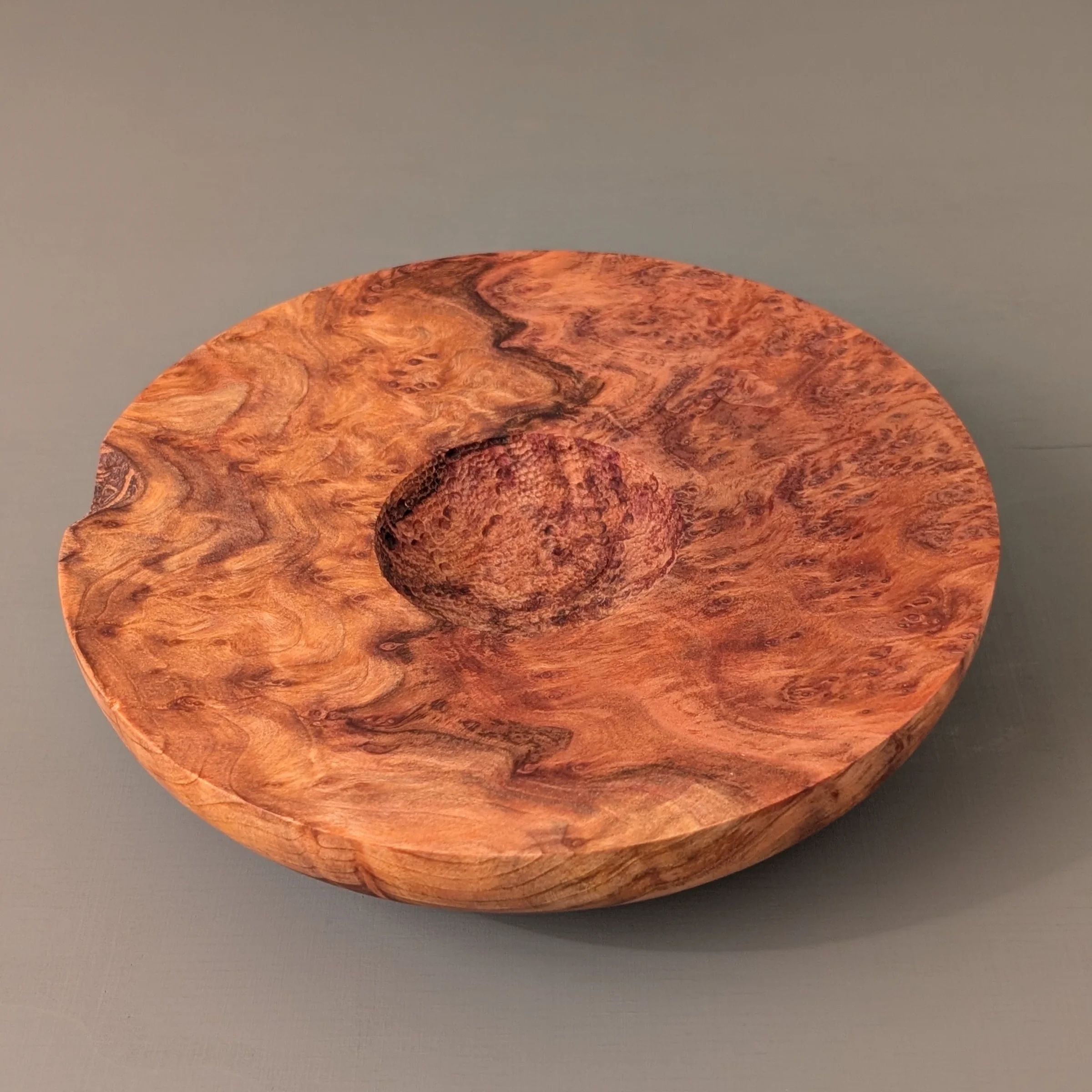 Carved Redwood Wide Rim Bowl 2
