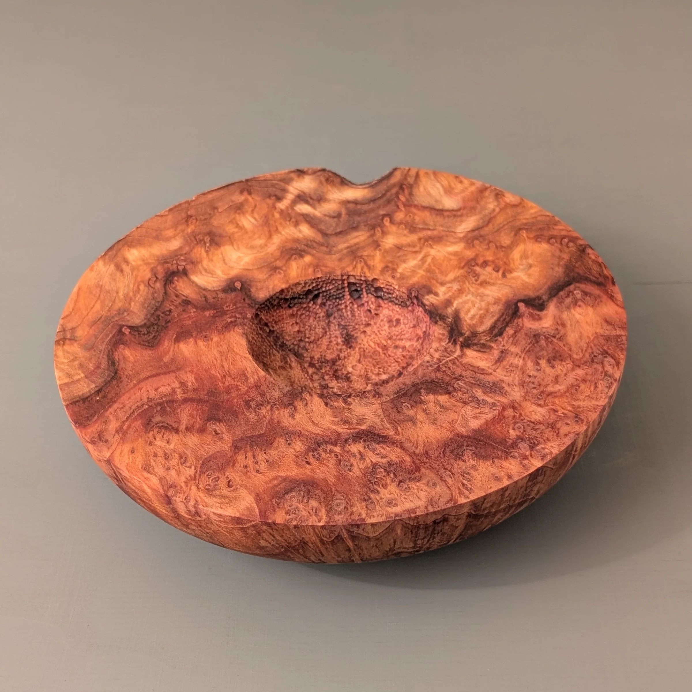 Carved Redwood Wide Rim Bowl 3