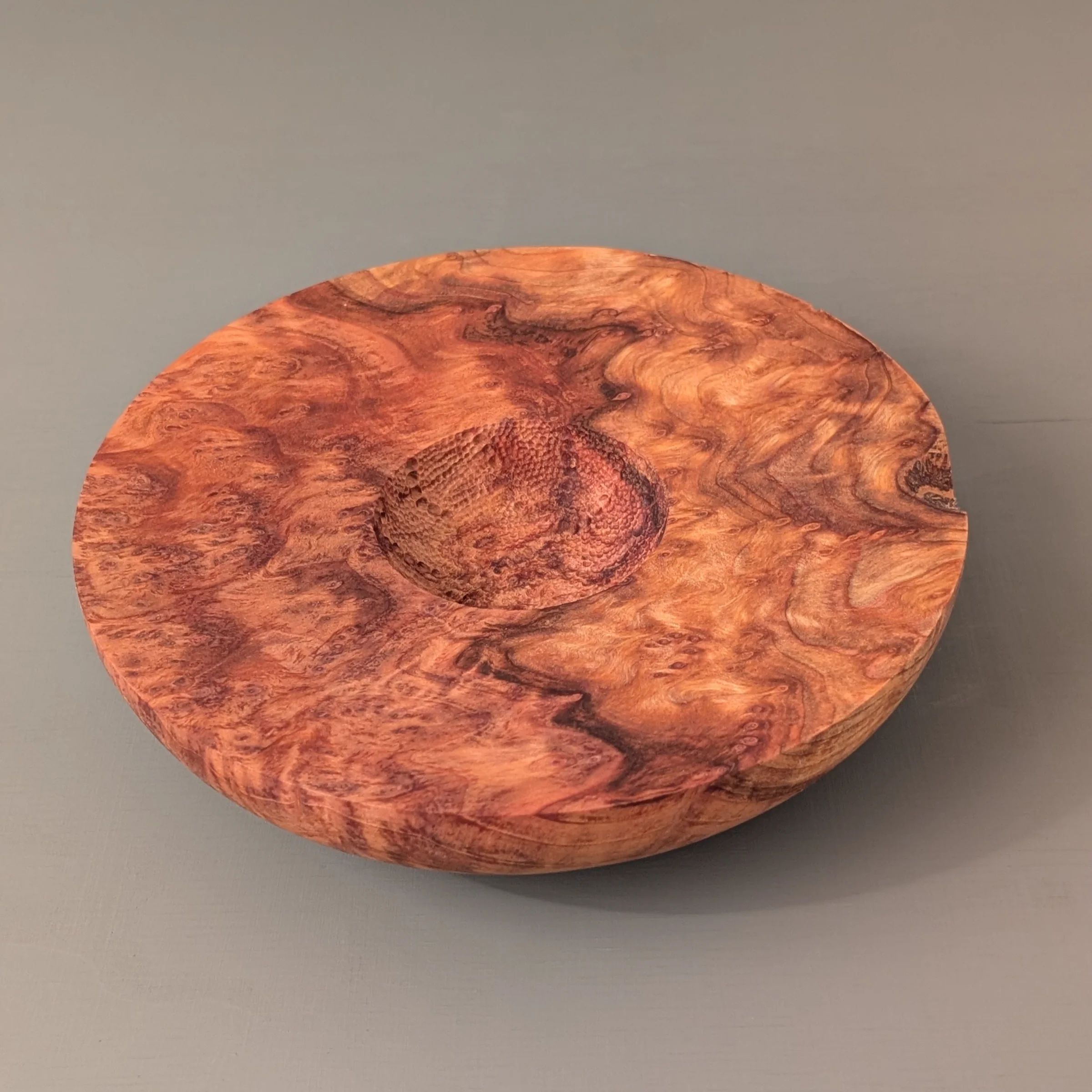 Carved Redwood Wide Rim Bowl 4