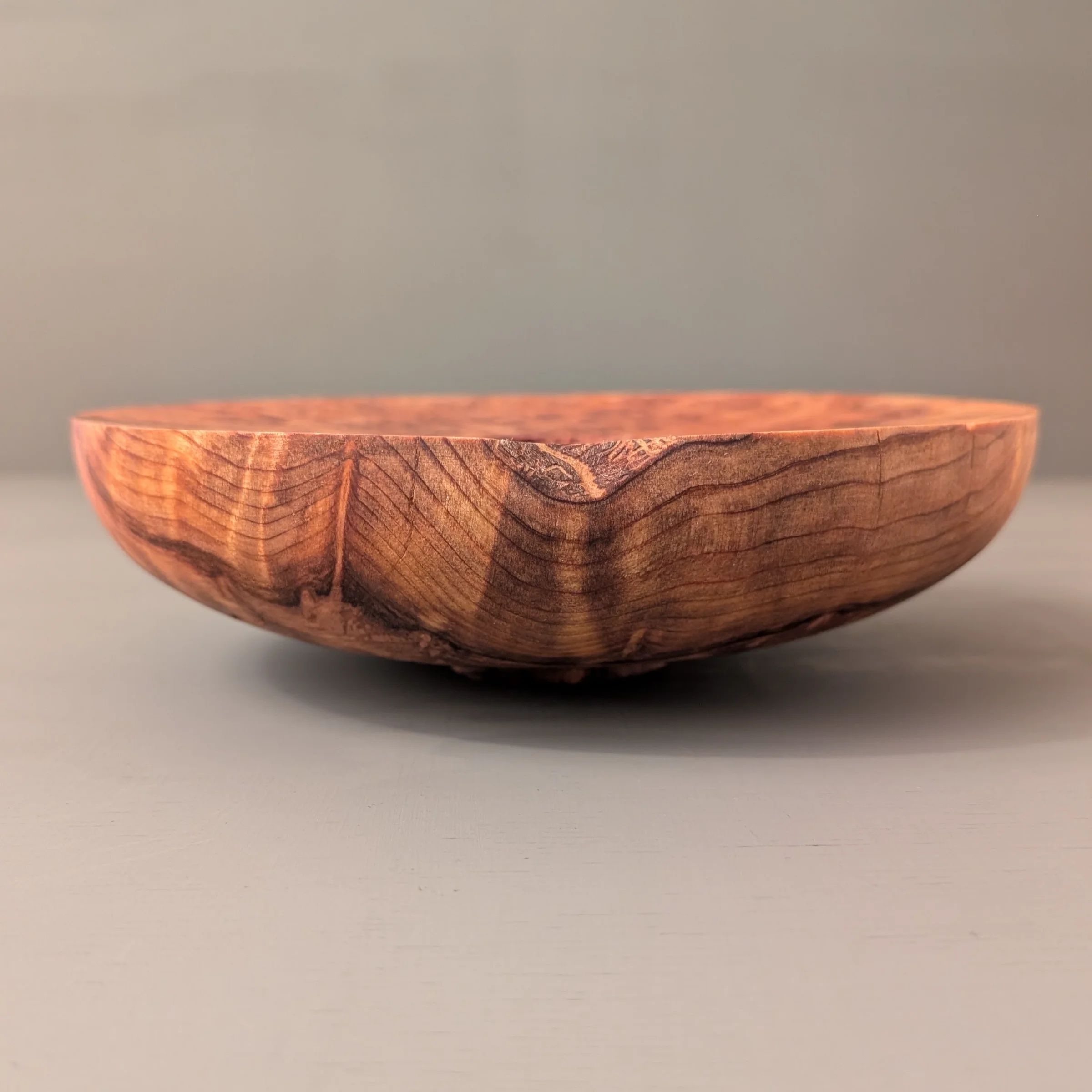 Carved Redwood Wide Rim Bowl 7