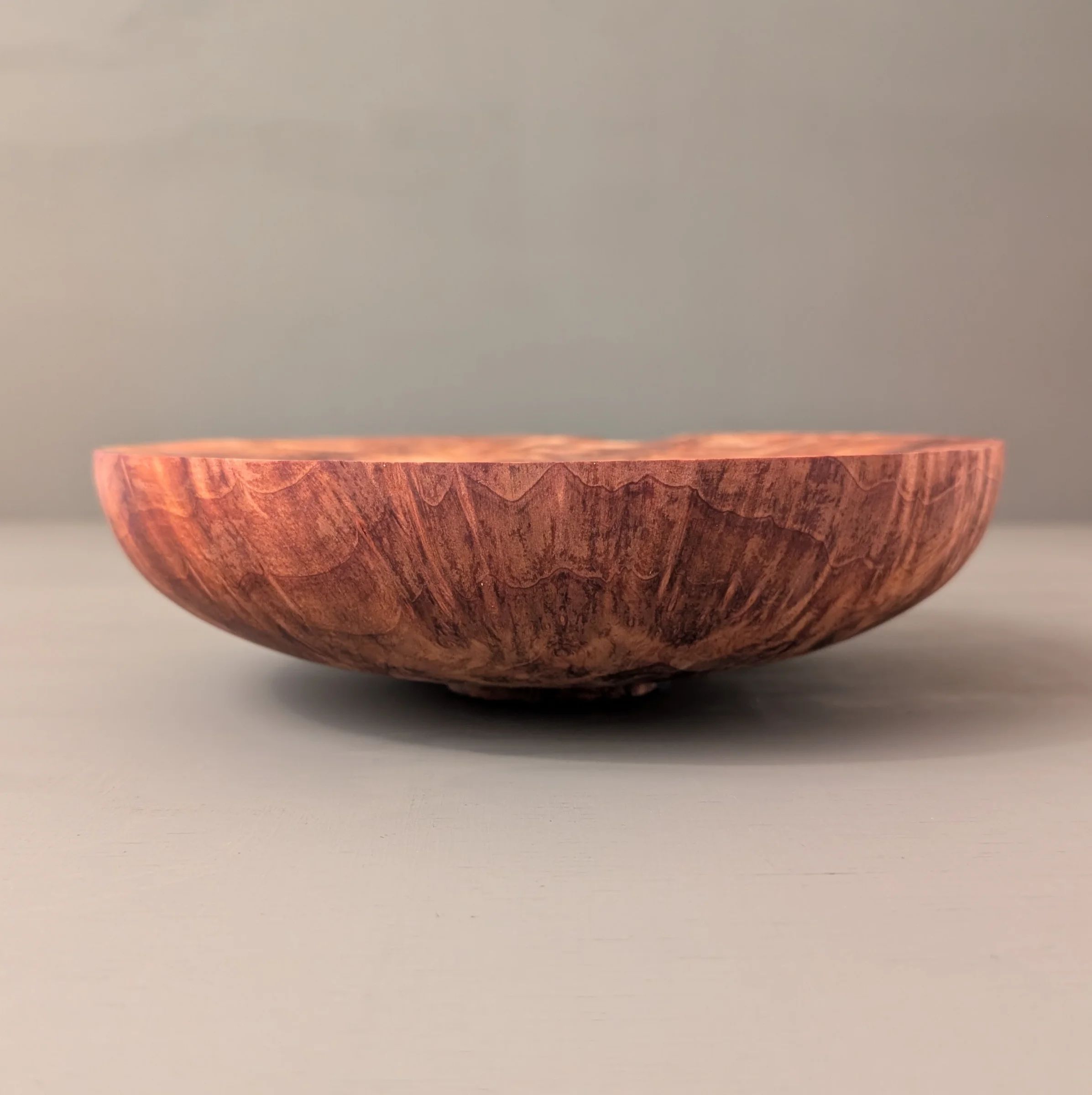 Carved Redwood Wide Rim Bowl 8