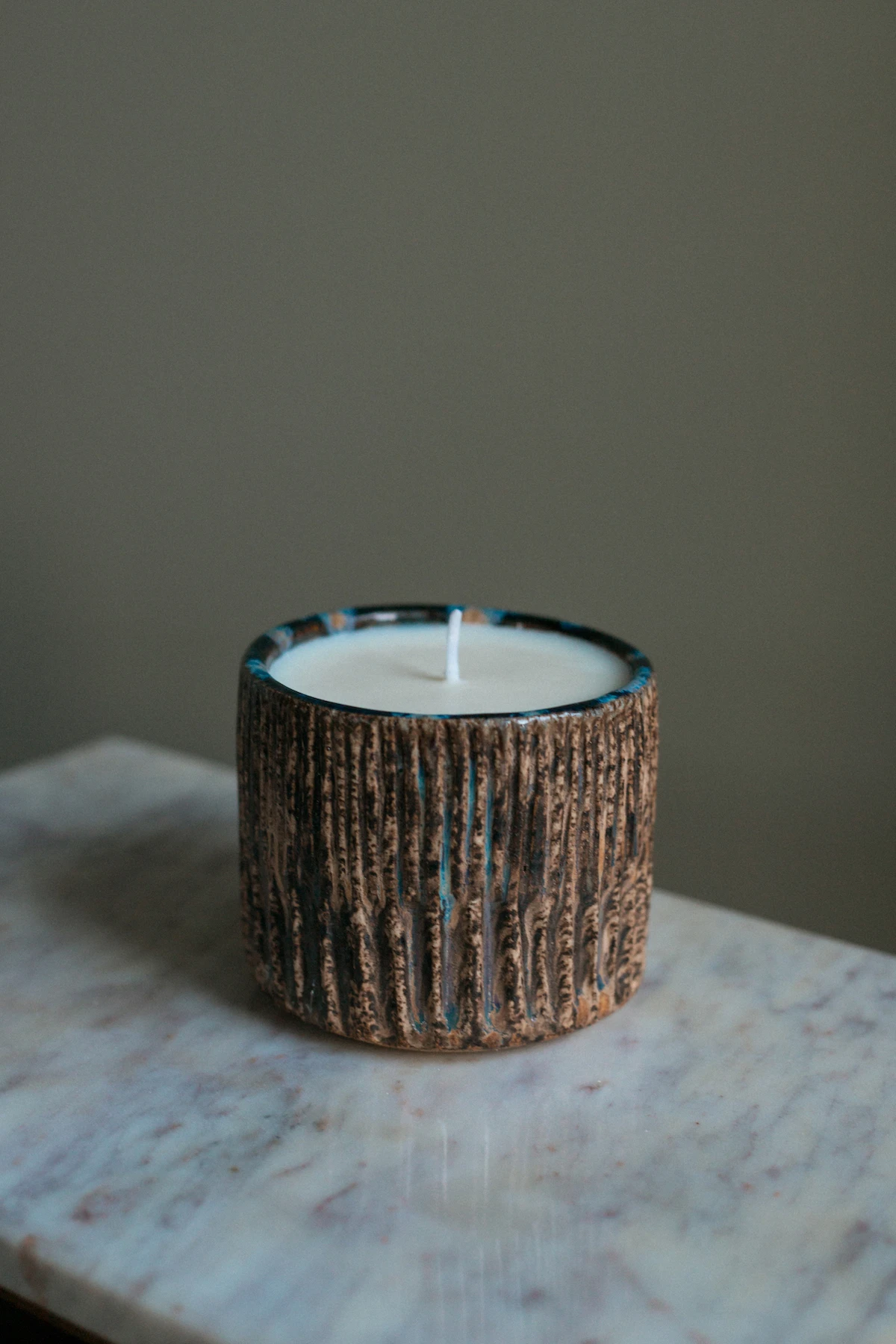 Wood bark candle by Stoneware by Susannah Wilson