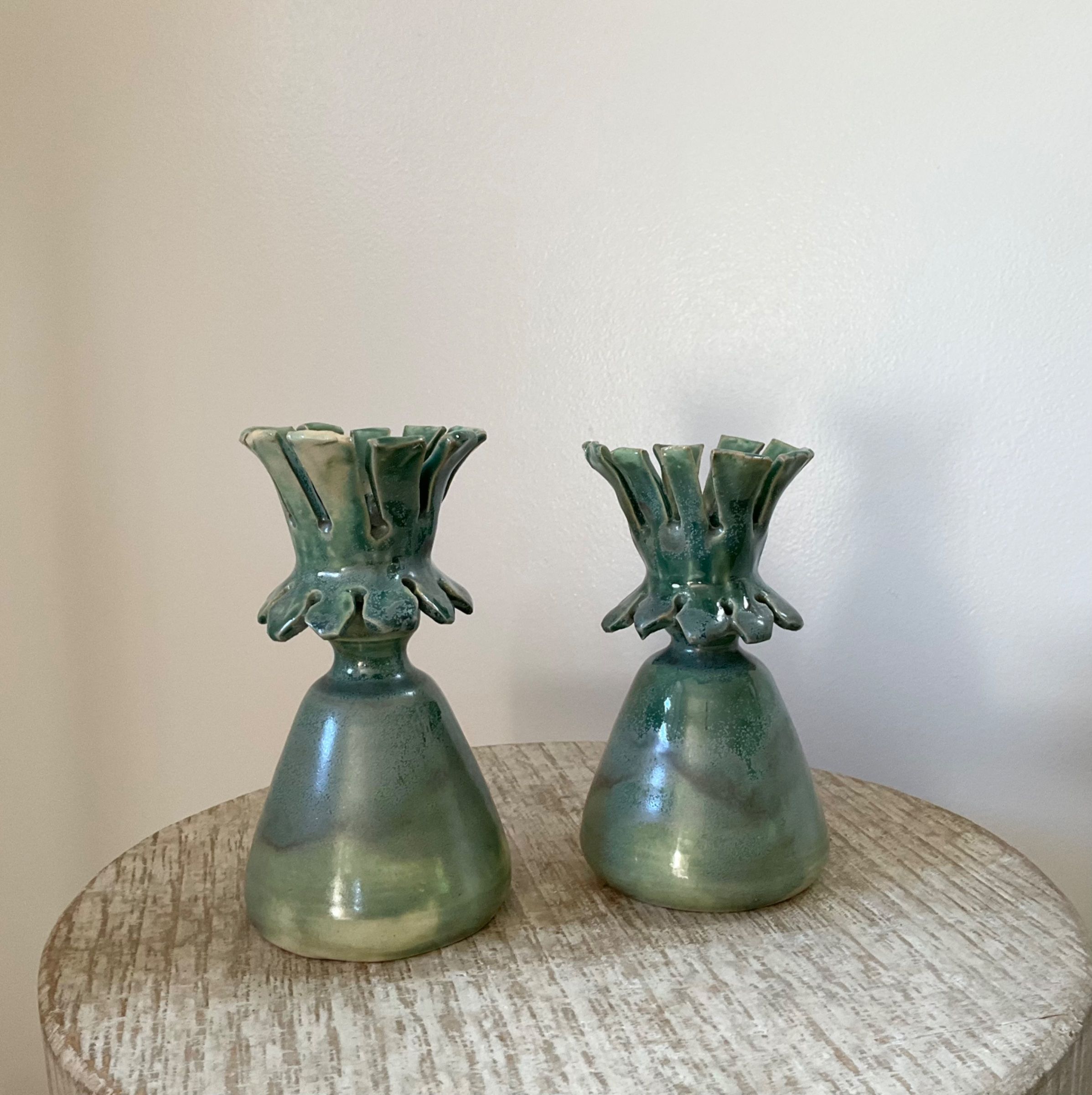 Pair of Floral Candlesticks 