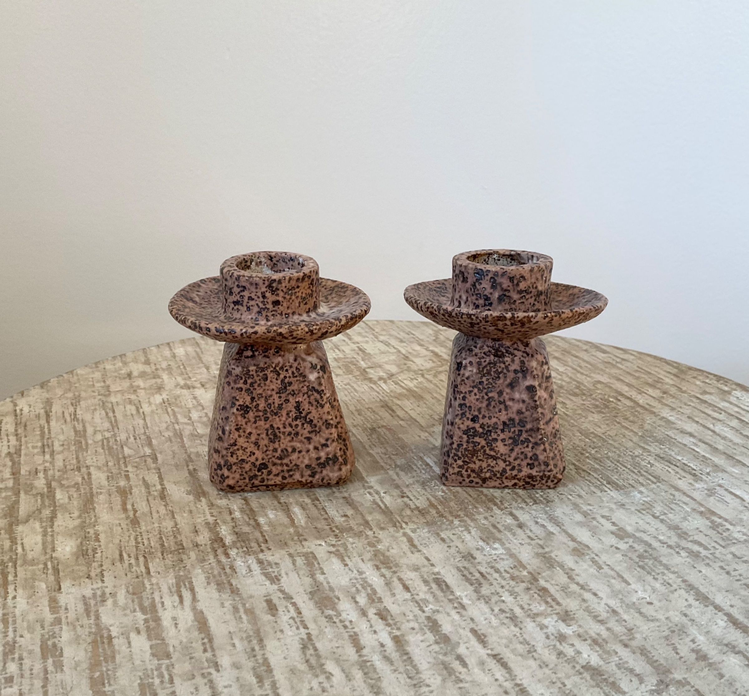 Pair of Speckled Candlesticks 