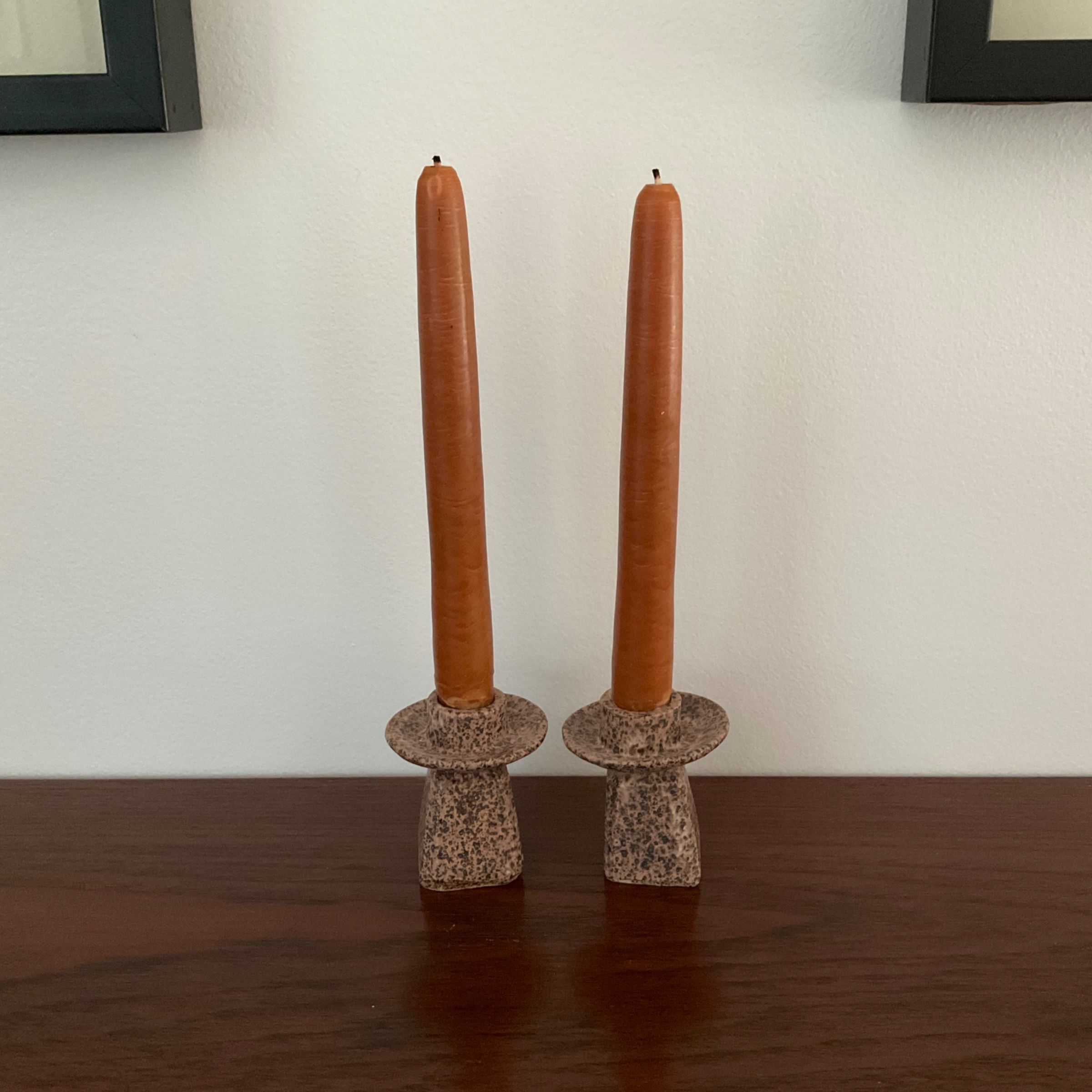 Pair of Speckled Candlesticks  2