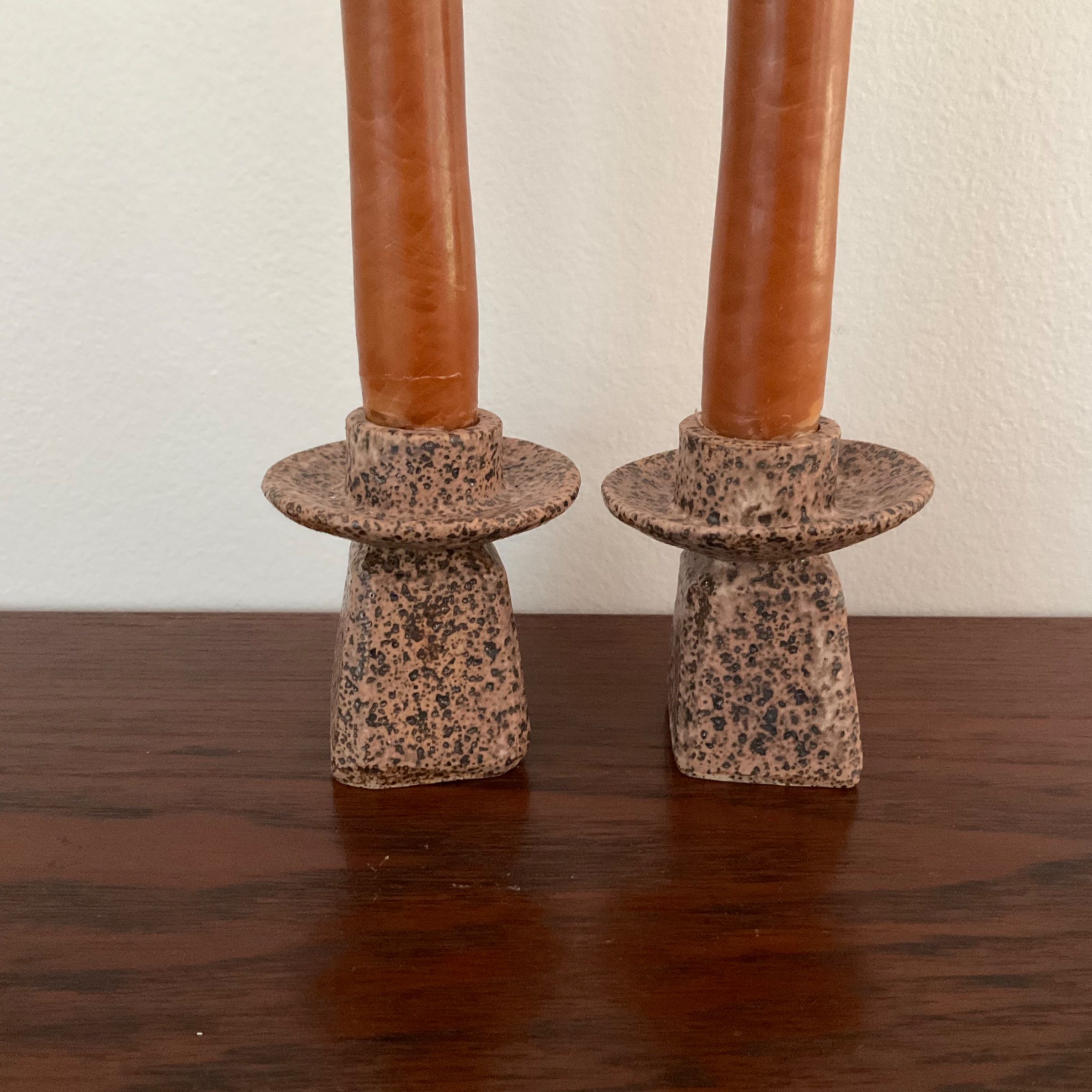 Pair of Speckled Candlesticks  3
