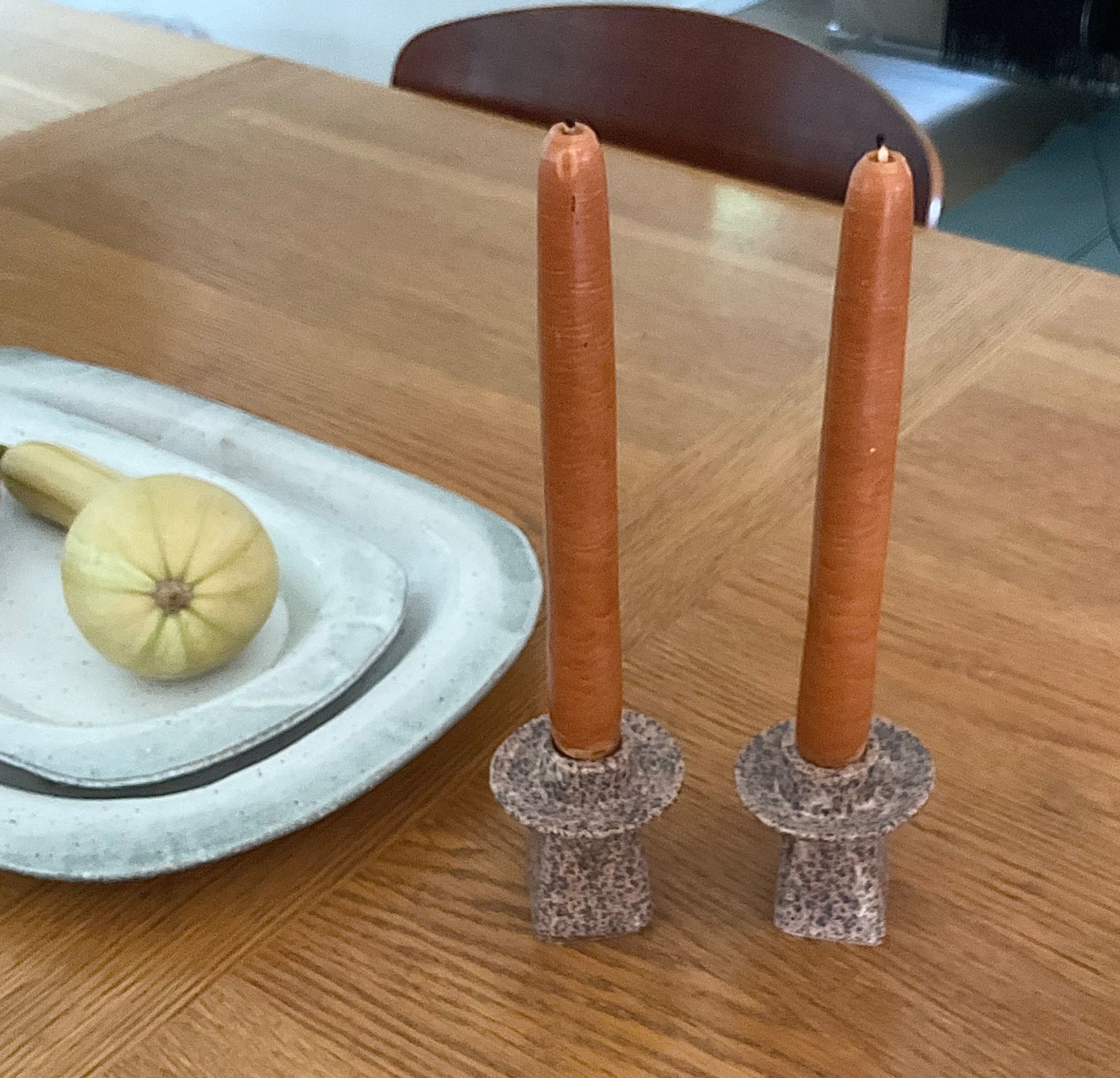 Pair of Speckled Candlesticks  4