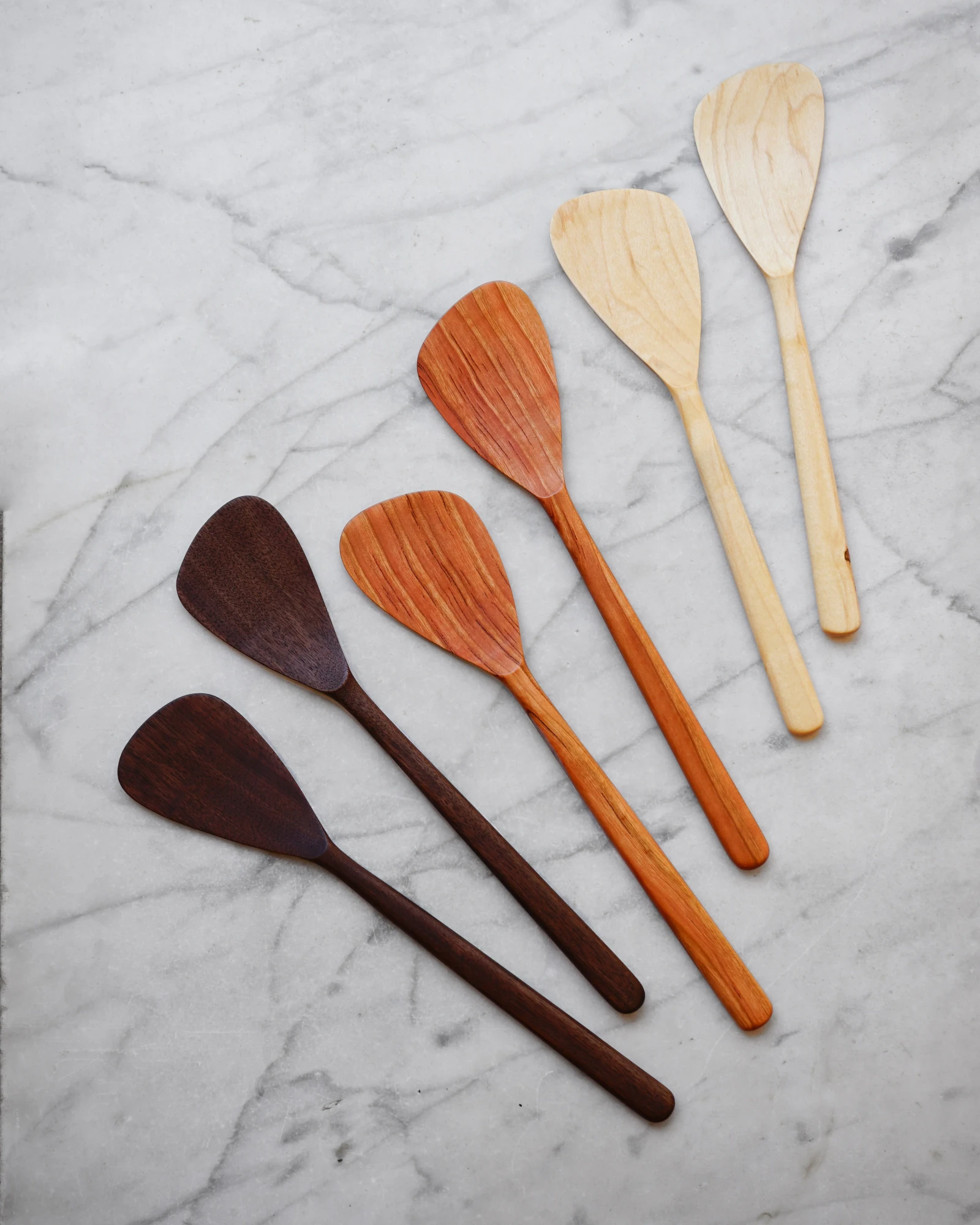 Flat Line - Modern Salad Set - Walnut, Cherry, and Maple Wood by Four Leaf Wood Shop