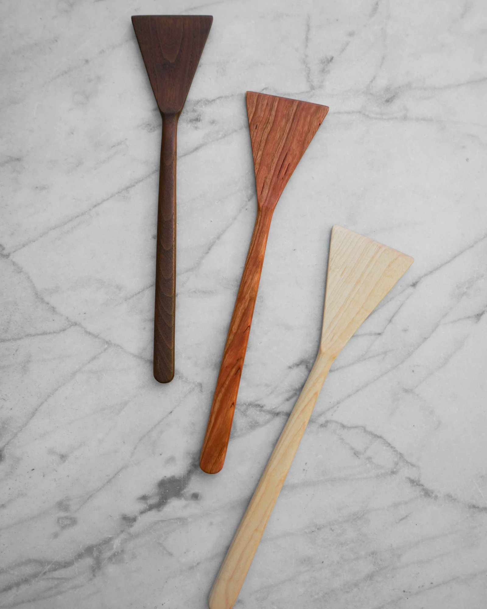 Flat Line - Triangle Spatula - Walnut, Cherry, or Maple Wood by Four Leaf Wood Shop