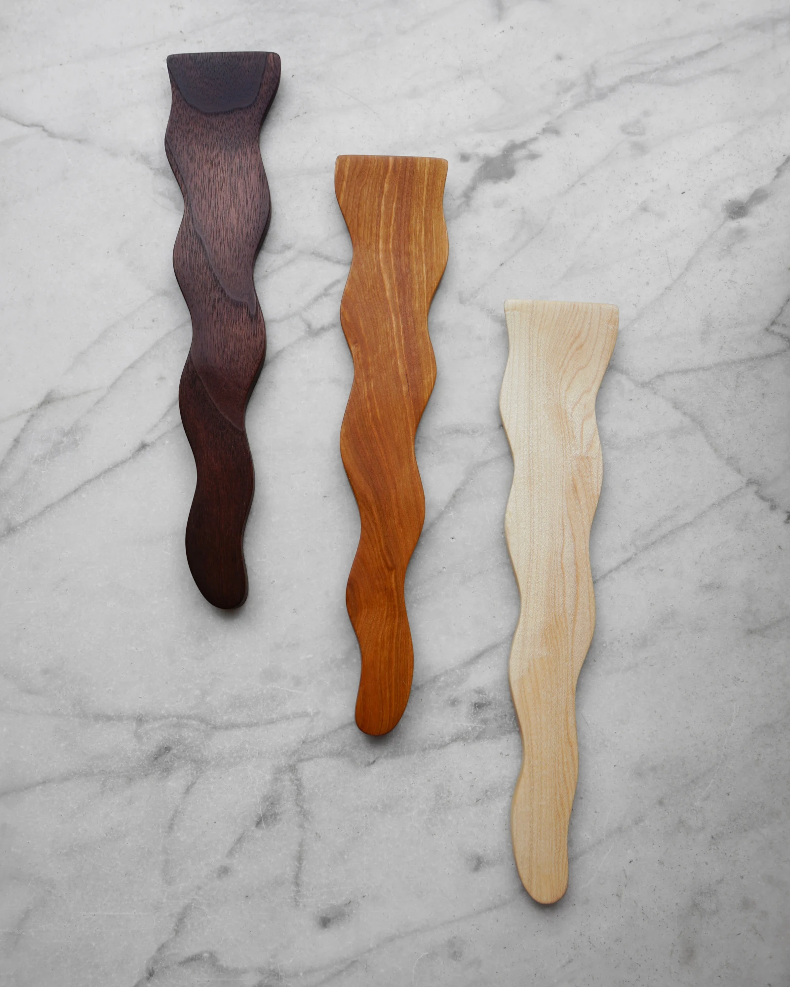 Flat Line - Wavy Spatula - Walnut, Cherry, or Maple Wood by Four Leaf Wood Shop