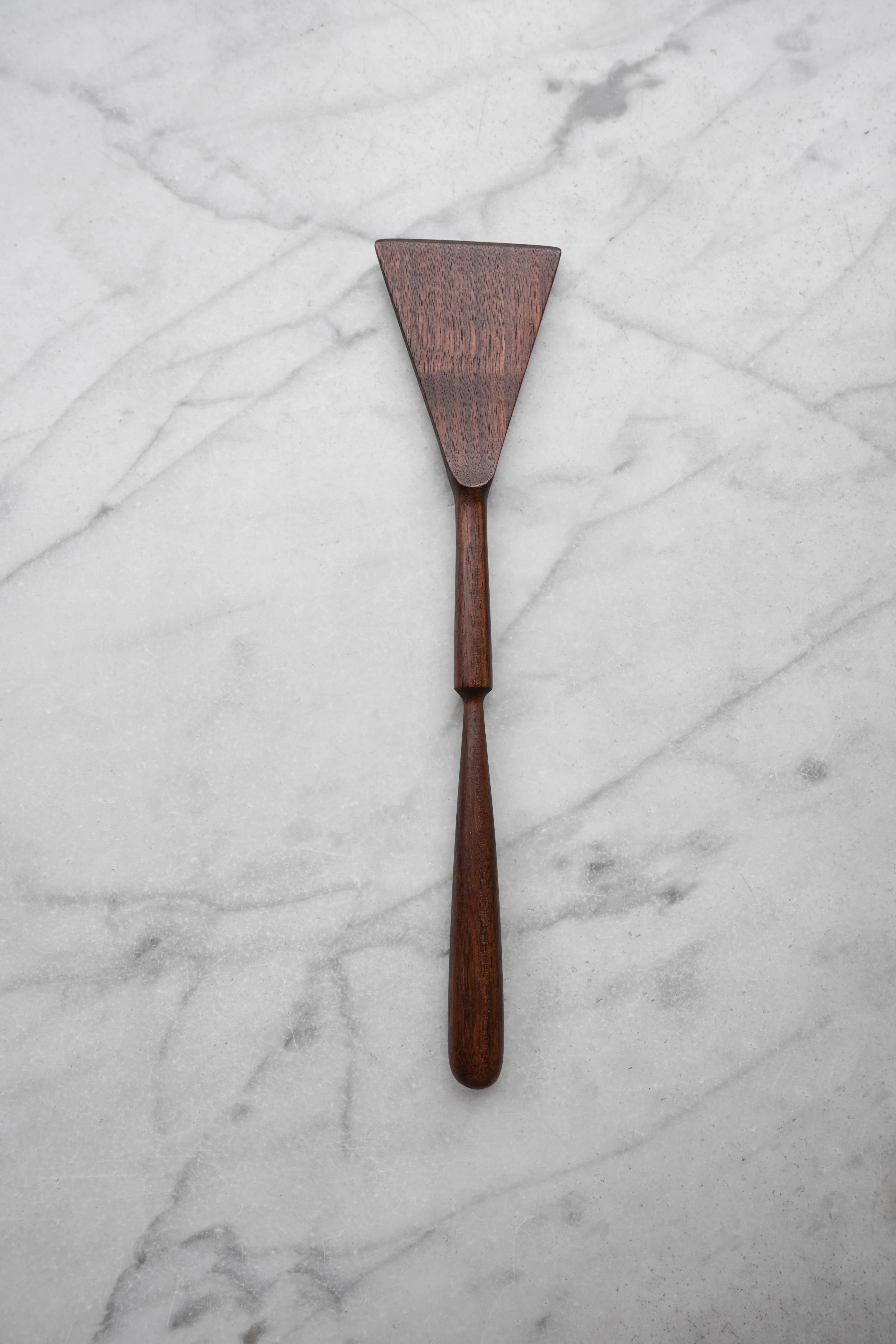Triangle Spatula - Pinched Handle - Walnut or Cherry Wood by Four Leaf Wood Shop 