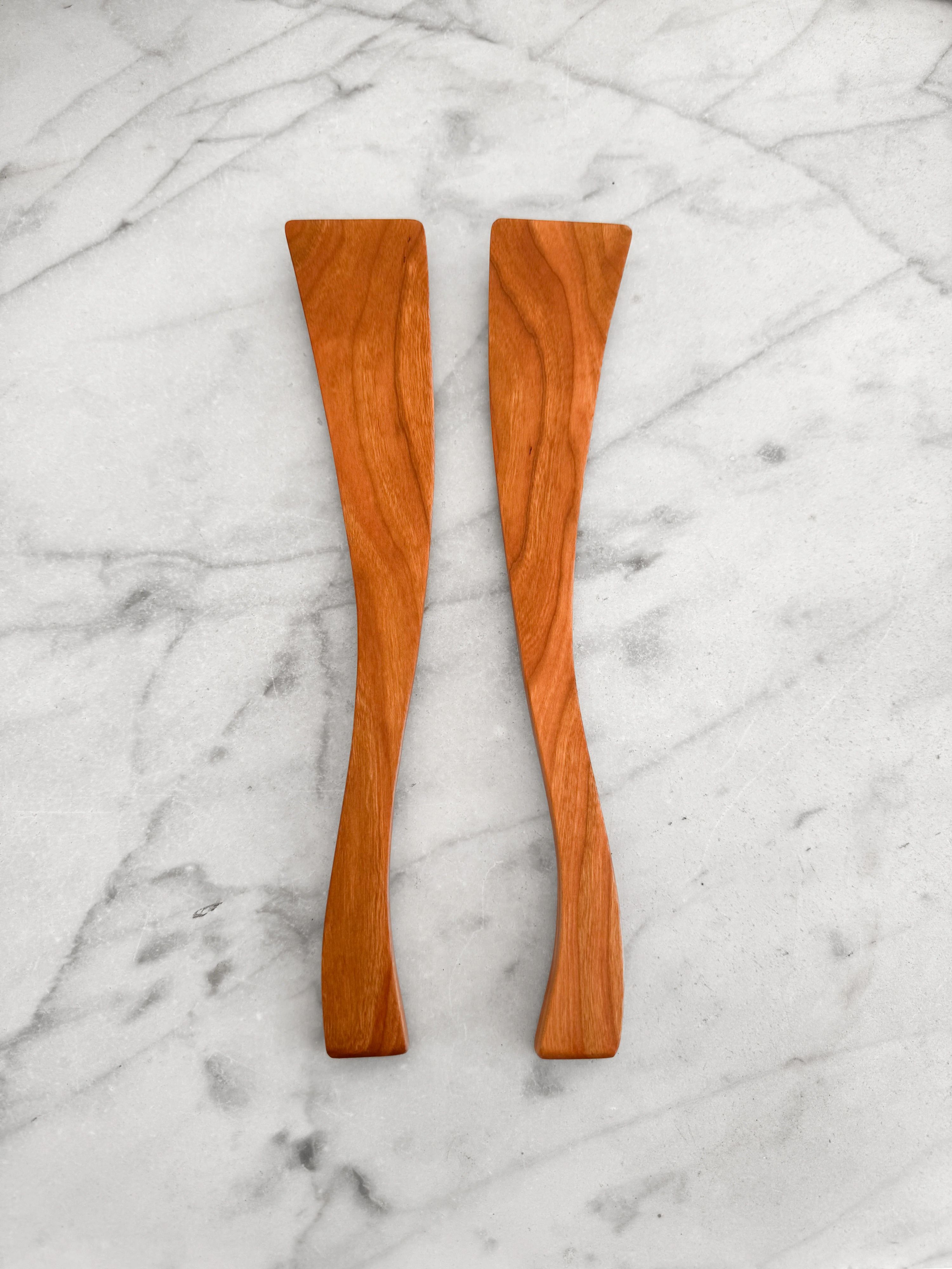 Curvy Salad Set - Cherry Wood by Four Leaf Wood Shop 