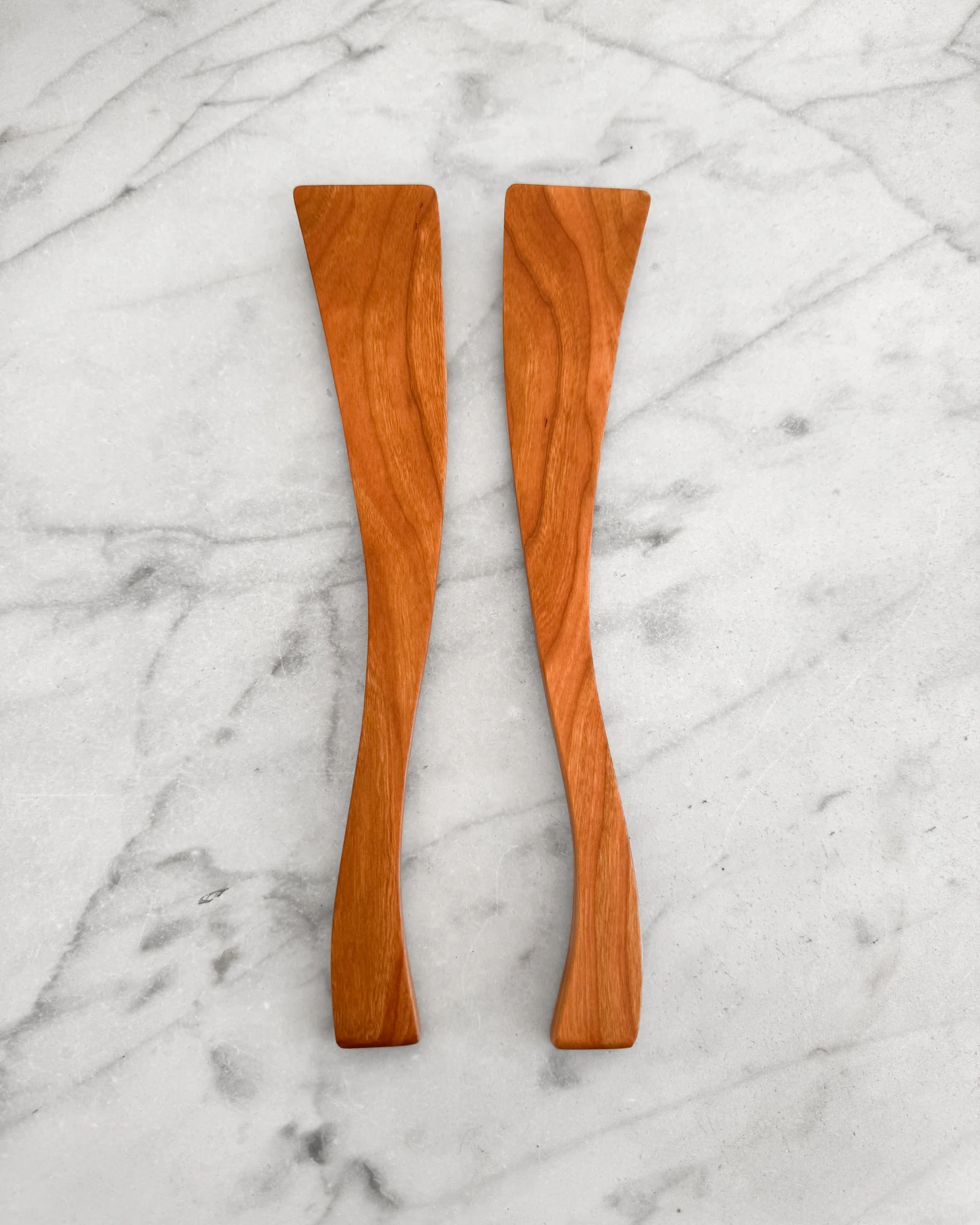 Curvy Salad Set - Cherry Wood by Four Leaf Wood Shop