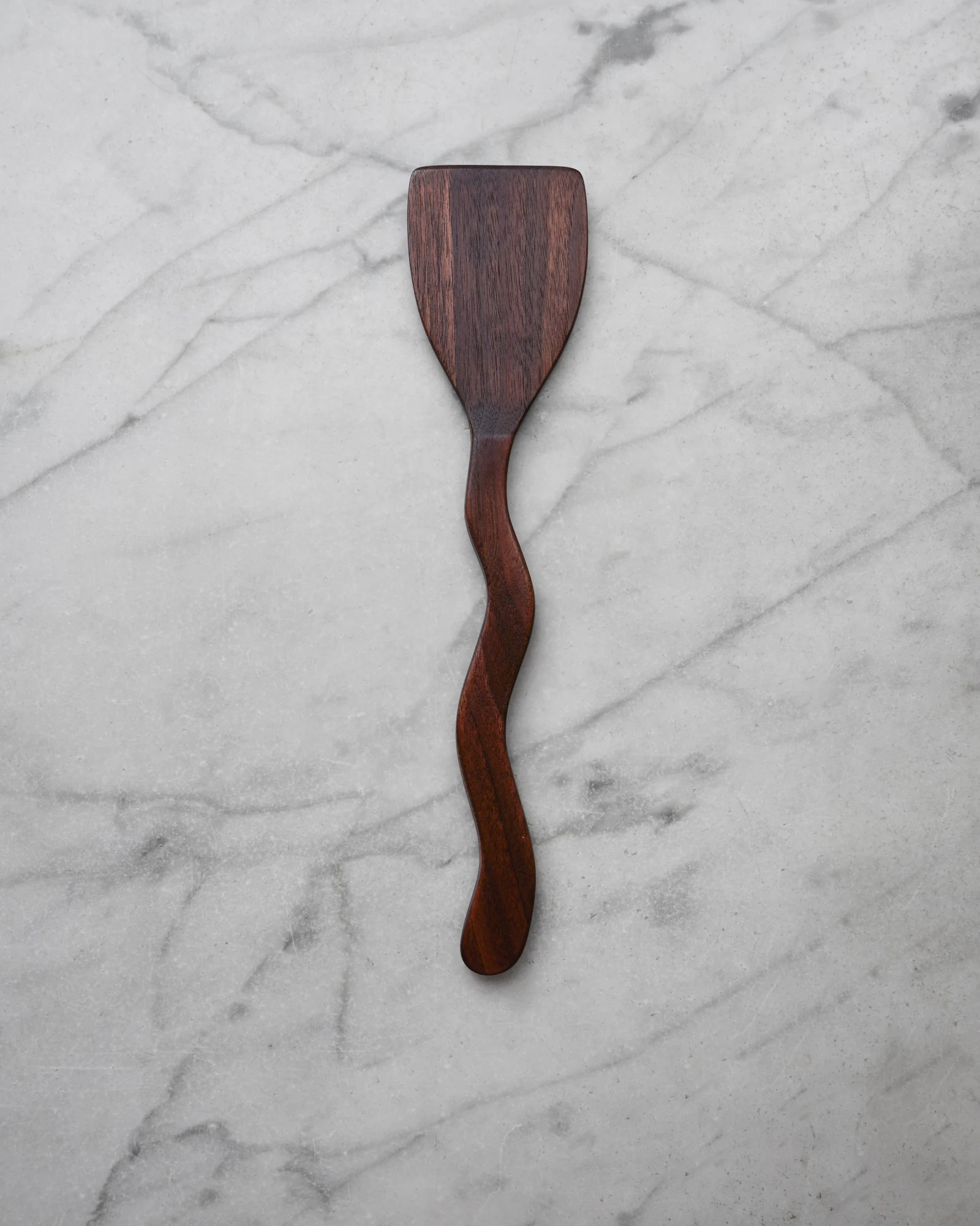 Flat Line - Squiggly Scraper Spatula - Walnut Wood by Four Leaf Wood Shop