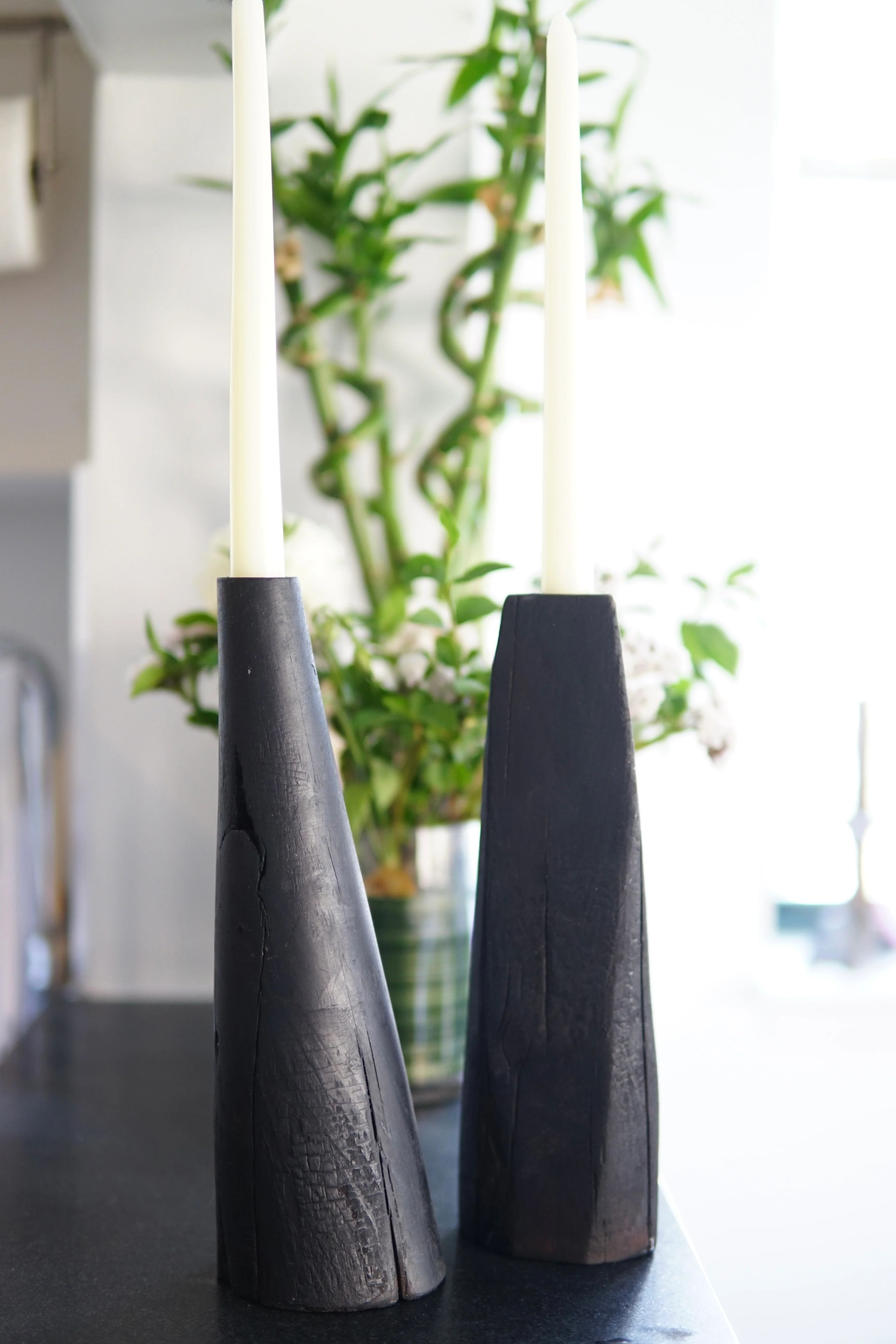 Yakisugi Taper Candle Holders