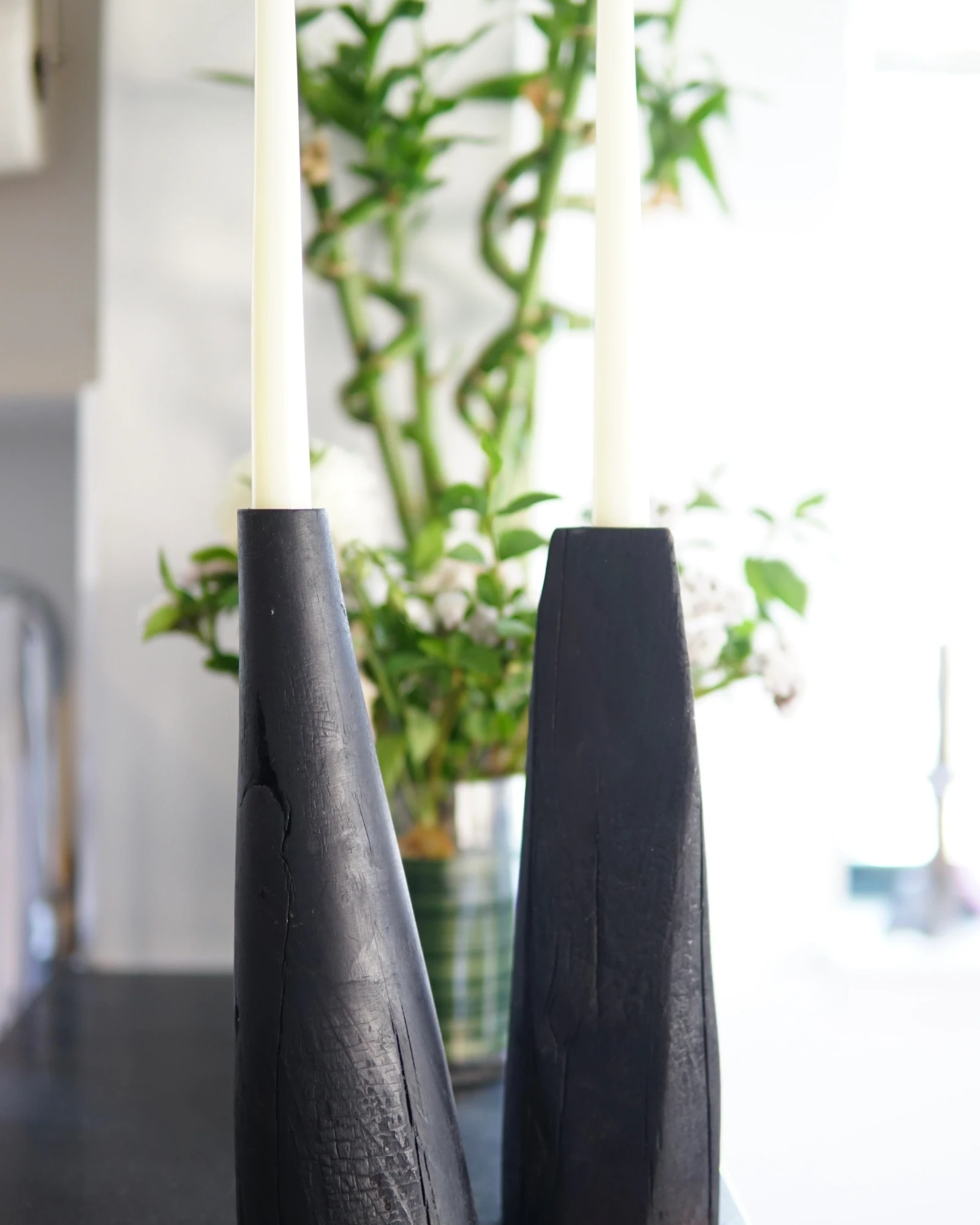 Yakisugi Taper Candle Holders by Seven Cedars NY