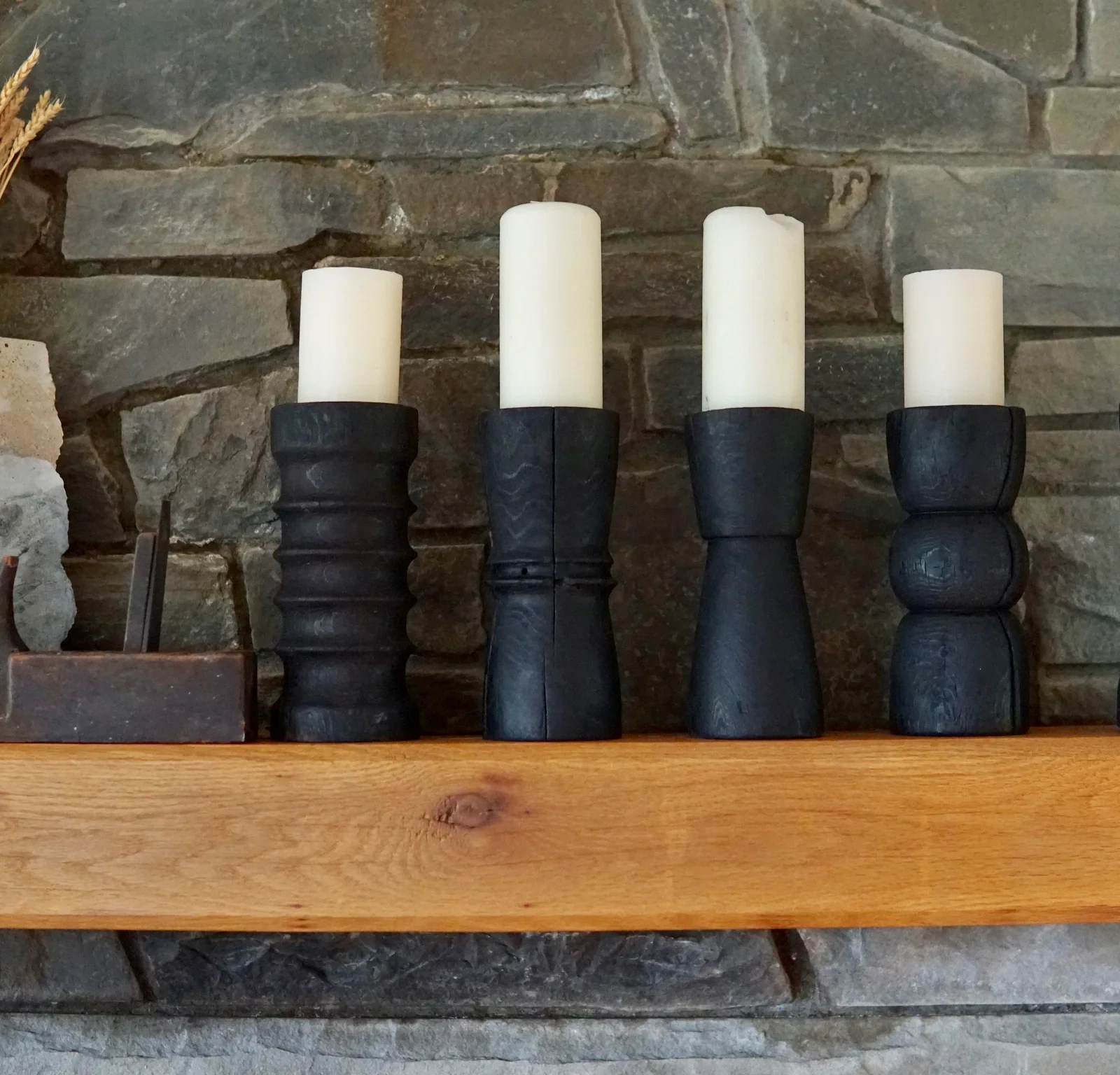 Tall Yakisugi Candle Holders by Seven Cedars NY