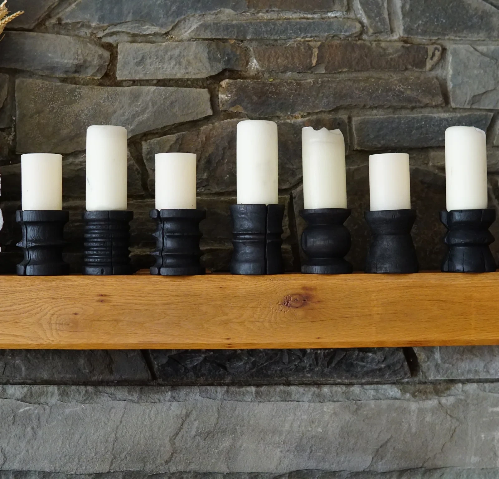 Small Yakisugi Wooden Candle Holders by Seven Cedars NY