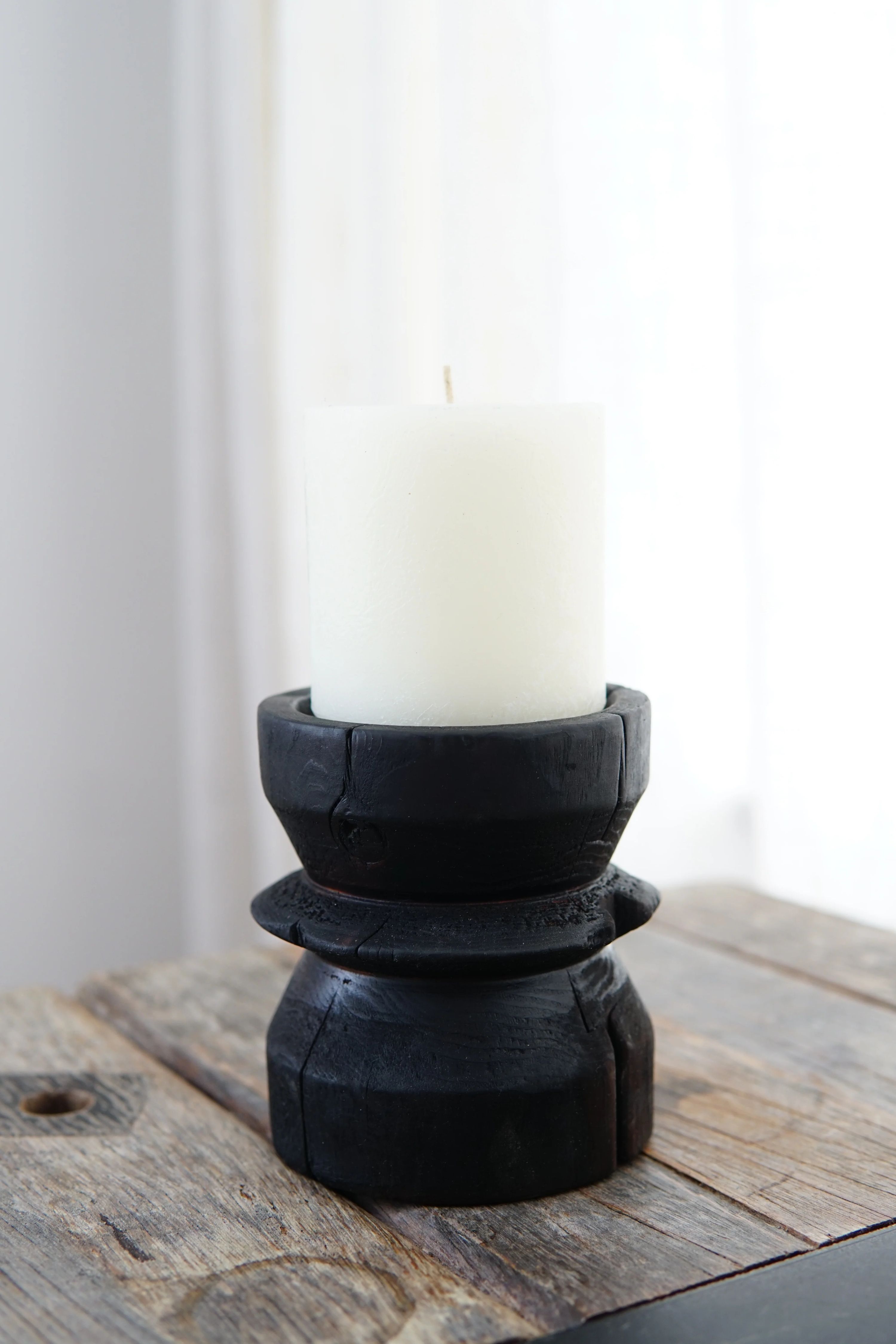 Small Yakisugi Wooden Candle Holders 10