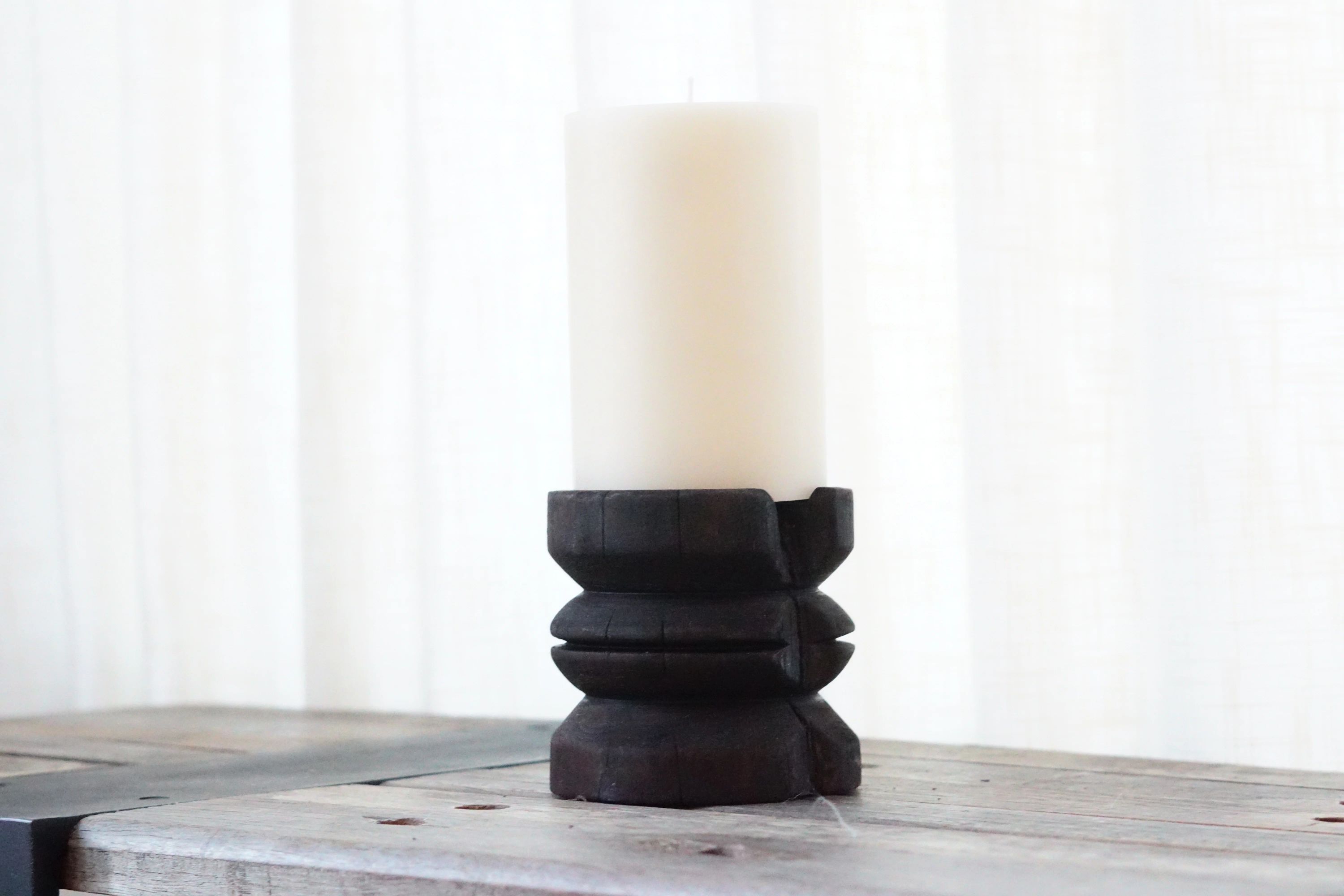 Wide Yakisugi Pillar Candle Holder 3
