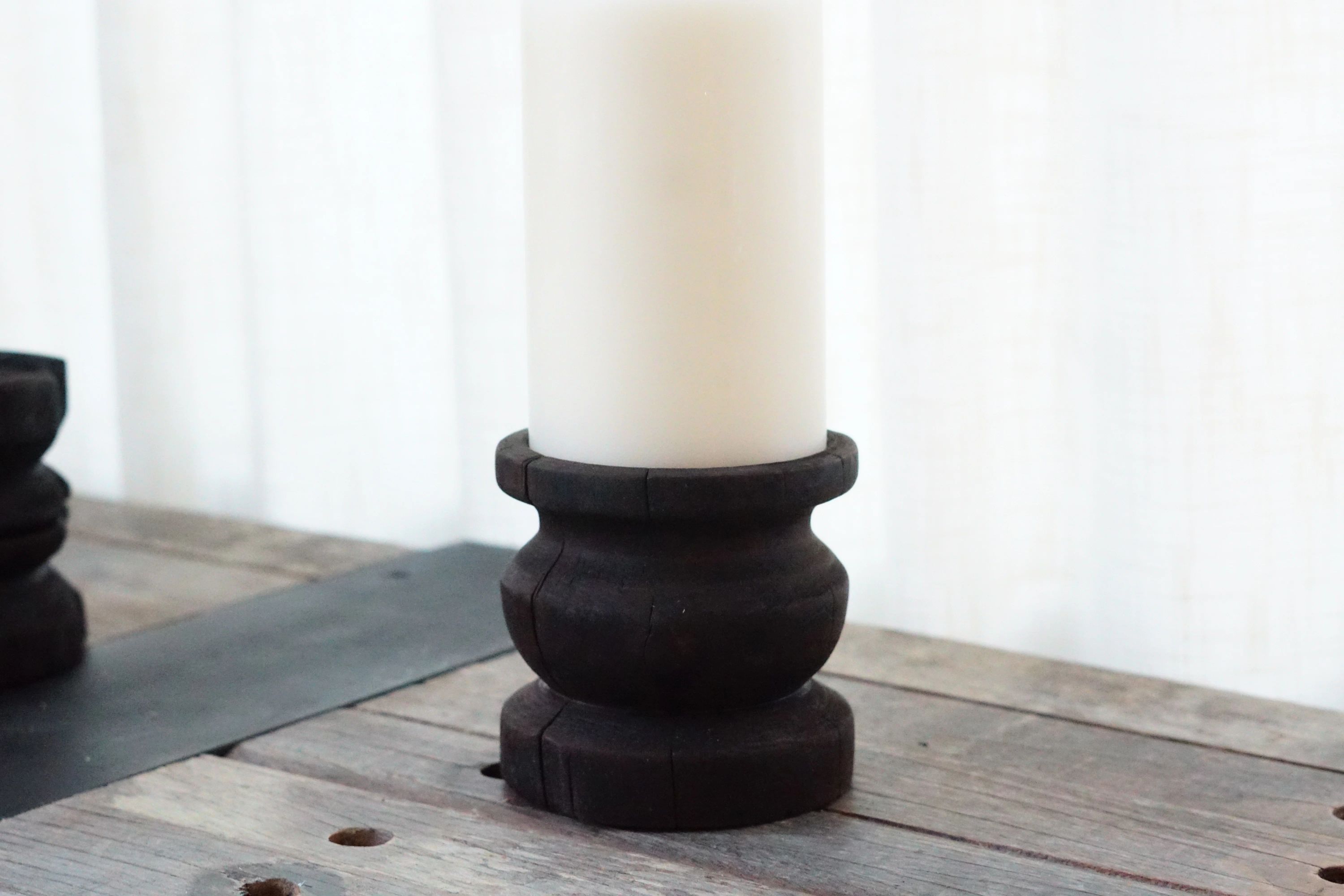 Wide Yakisugi Pillar Candle Holder by Seven Cedars NY
